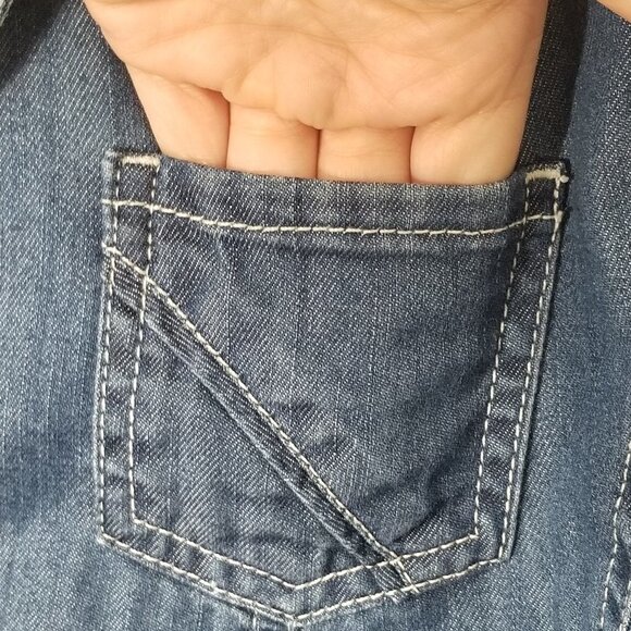 Proportion Petite Denim Jacket Jean Classic Blazer Blue Business Casual Sz 10P - Picture 3 of 11